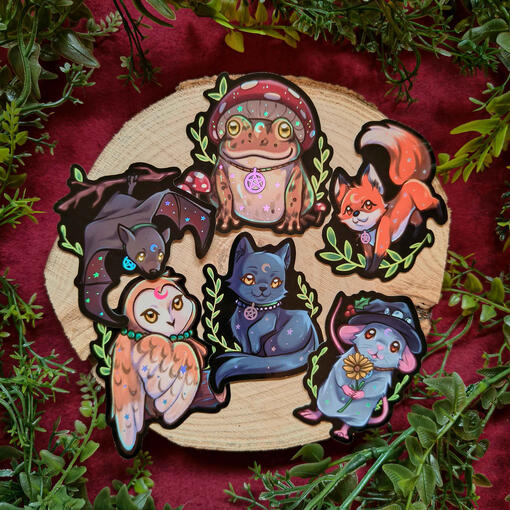 Witch Familiars Holo Stickers